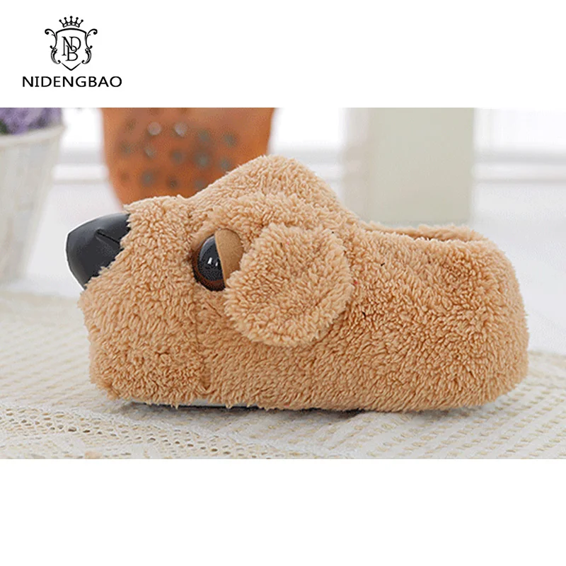 Funny Slippers Women Winter Dog Cartoon All-inclusive Thick Cotton Slippers Couples Cute Warm Home Plush Shoes Women Big Size