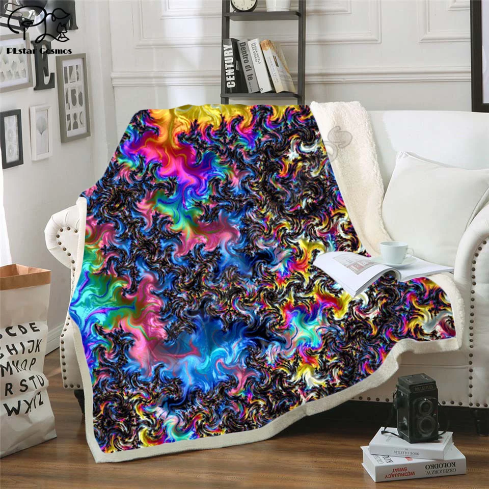 

Fractal Acid Fleece Blanket Plush 3d Printed for Adults Sofa Sherpa Fleece Bedspread Wrap Throw Blanket