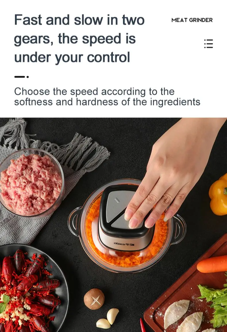 Tritacarne elettrico Huaco tritacarne per alimenti a quattro foglie in acciaio inossidabile per cucina trituratore per carne a 2 velocità 220V