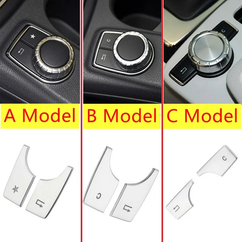 Car Multimedia Volume Buttons Decoration Stickers Cover Trim for Mercedes Benz C E Class W204 CLS GLK ML GLA CLA A B class