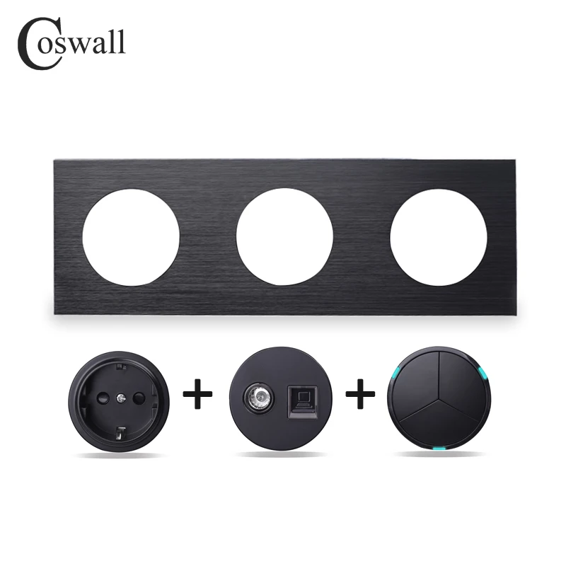 COSWALL R11 R12 Black Pulse Push Button Dimmer 20A Water Heater Footlight Intermediate Wall Light Switch Switched DIY Module