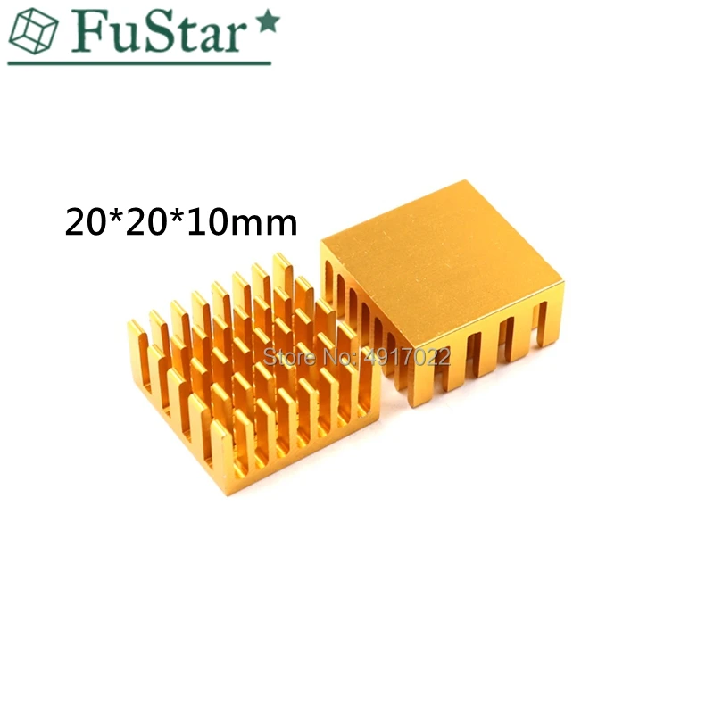 Disipador térmico de aluminio para radiador LED, aleta de refrigeración, 10 piezas, dorado, 20x20x10mm, 20x20x10mm, Chip IC