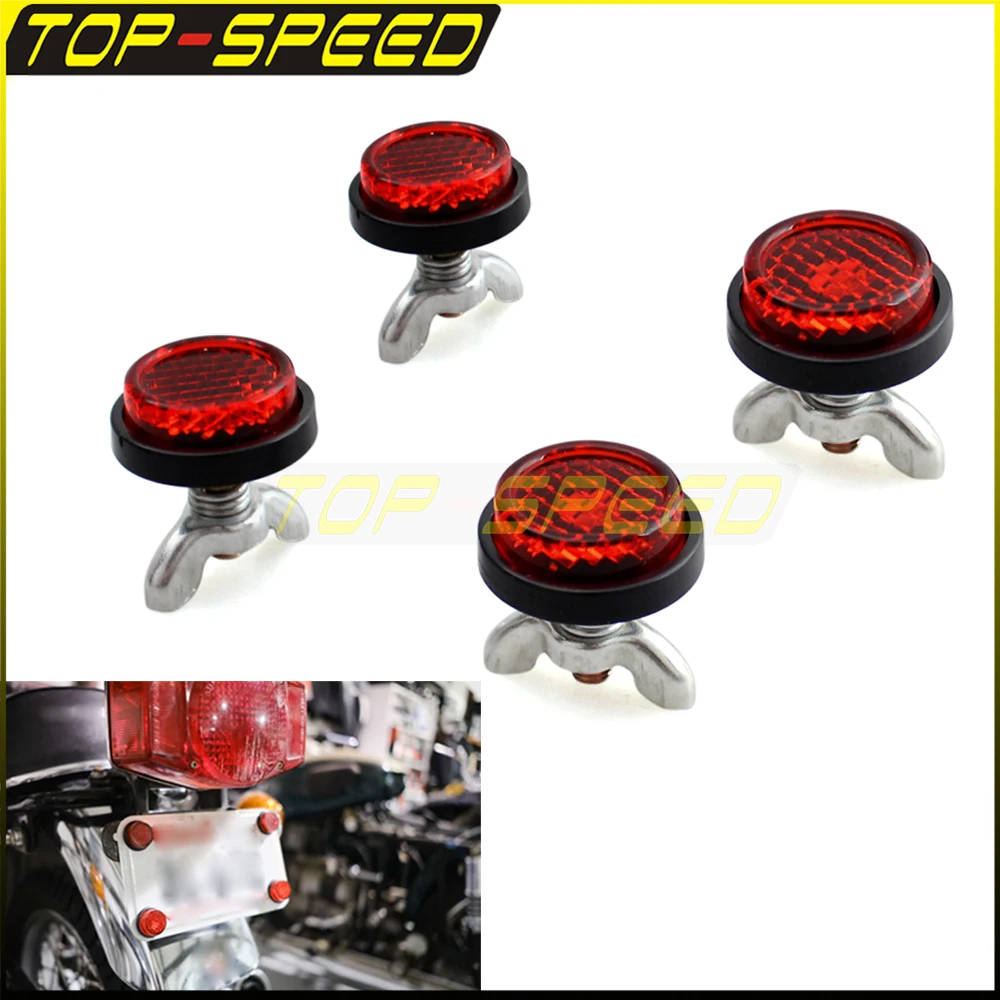 Offroad Reflective License Number Plate Bolt Screws Safety Reflector Universal For Harley Honda Yamaha Suzuki Scooter Cruiser