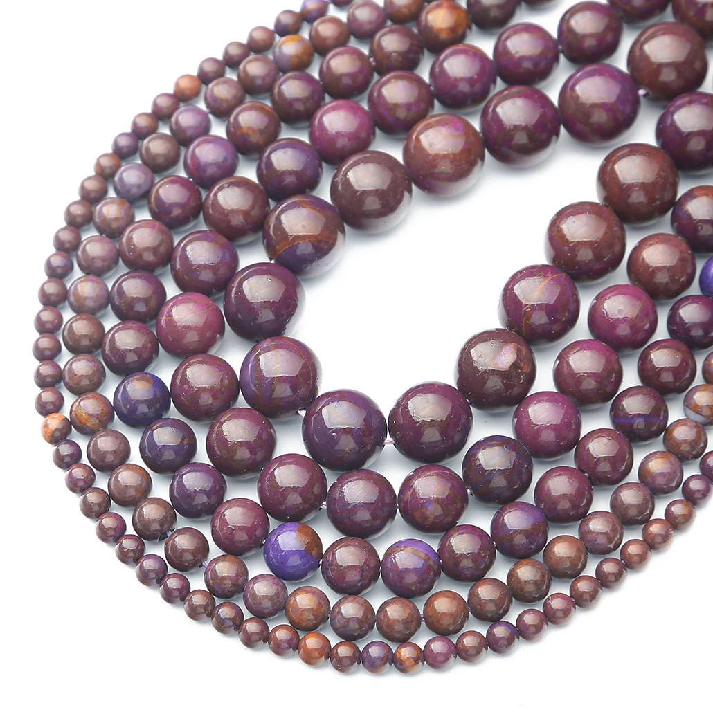 Hot Selling Natural Additive Color Zijin Stone Beads,Diameter 4/6/8/10/12mm, Hole Diameter about 1mm,for Jewelry Making DIY