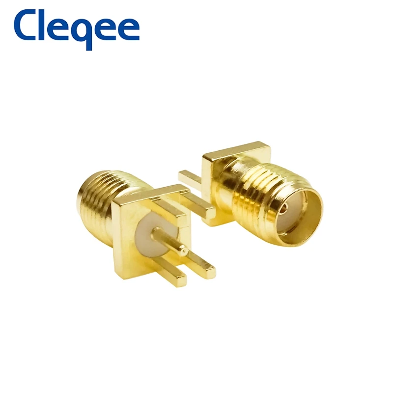 Cleqee 10PCS SMA หญิง Jack Adapter Solder ขอบ PCB ตรง Mount RF ทองแดงเสียบปลั๊กทอง