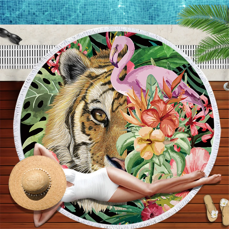 

Tropical Leaves Tiger 3D Printed Microfiber Towel Beach Blanket Swimming Pool Bath Towel Shawl Picnic Yoga Wall Hanging Tapestry