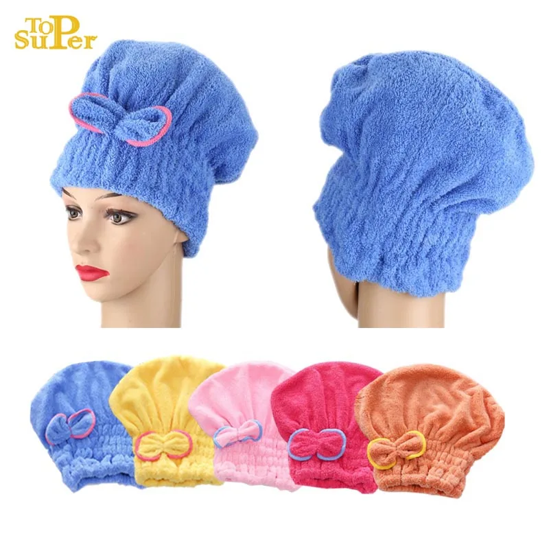 Microfibre Quick Hair Drying Bath Towel Spa Bowknot Wrap Towel Cap Bathroom Accessories Bonnets For Women Designer Shower Cap