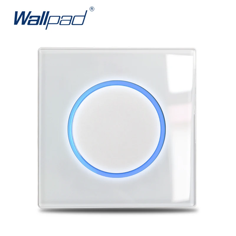 Wallpad 1 2 3 4 Gang Wall Switch White Glass Plate Curtain Impulse Momentary Light Switch Circle LED Indicator