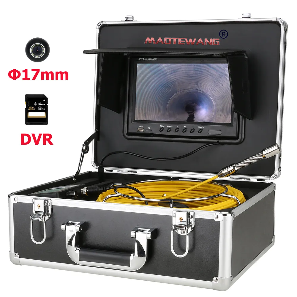 Industrial Endoscope System, Drain Sewer Pipeline, Sewer Pipe Inspection, Video Camera, SD Card, 9 