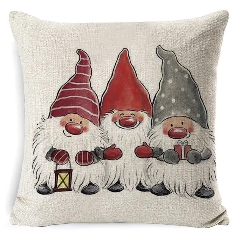 Christmas Decoration Cushion Cover Cartoon Elk Santa Cushion Cover Christmas Pillow Case Linen Decoration Pillow Home Decoration