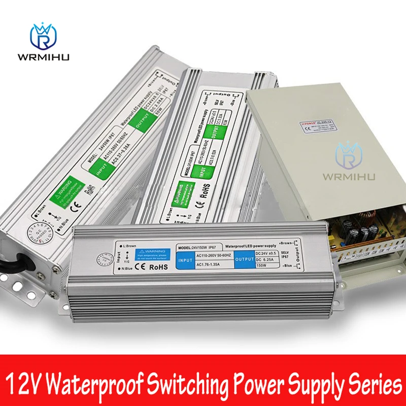 DC12V LED Driver Waterproof Power Supply 10W 15W 20W 25W 30W 36W 45W 50W 80W 100W 120W 150W 200W 250W 300W Outdoor Transformer