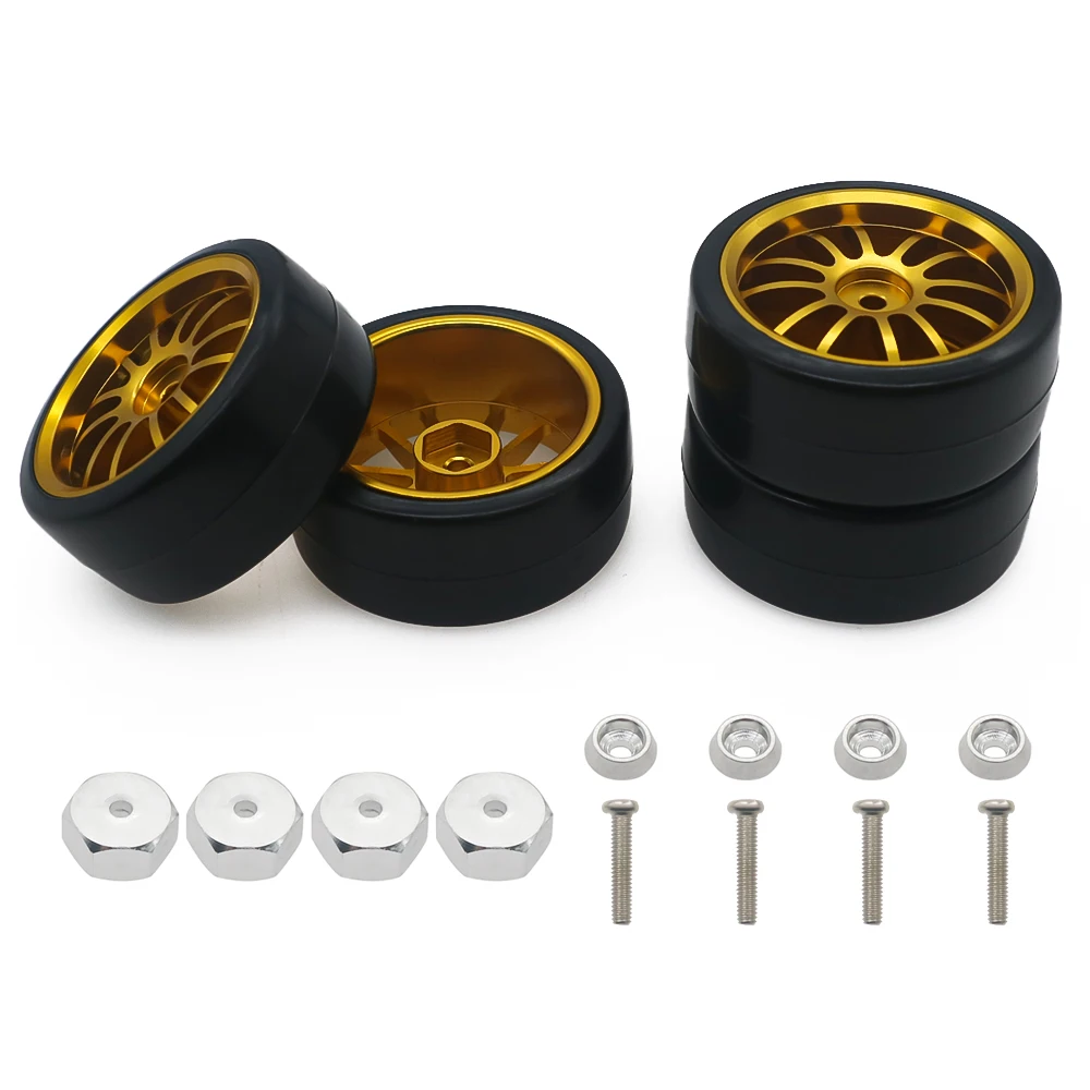 Lega 4 pz/set 63mm cerchio a 12 razze pneumatico in alluminio per rc hobby model car 1-10 WPL D12 drift truck parti aggiornate