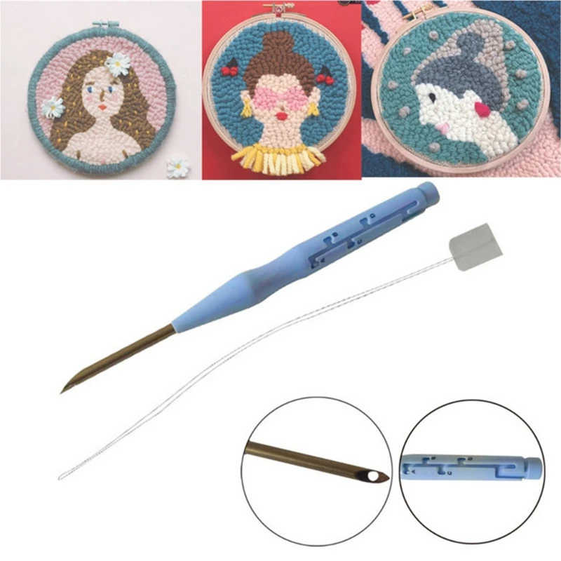 DIY niedokończony zestaw do haftowania przędzy Punch Needle drewniany uchwyt haft długopis nawlekacz igły tkaniny na haft krzyżykowy