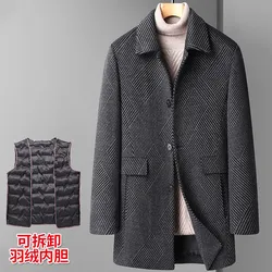 2023 new arrival winter fashion wool coats thicken trench coat men,mens smart casual woolen jackets Liner Detachable,size M-3XL