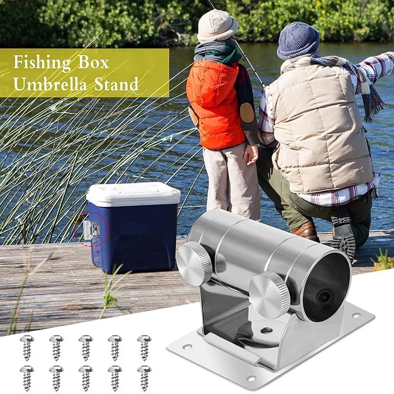 Hot Adjustable Umbrella Stand Wall Mounted Fishing Box Umbrella Holder Parasol Balcony Bracket Stainless Steel Fishing Case