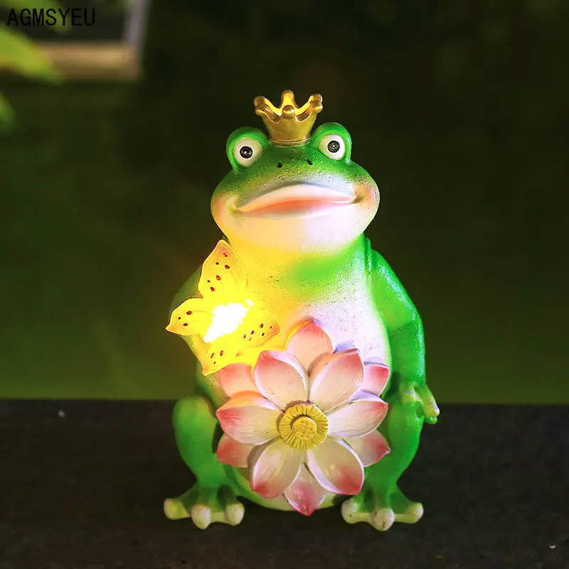 AGMSYEU solar lights ornaments frog butterfly lights resin crafts outdoor garden lawn lighting landscape sculpture waterproof