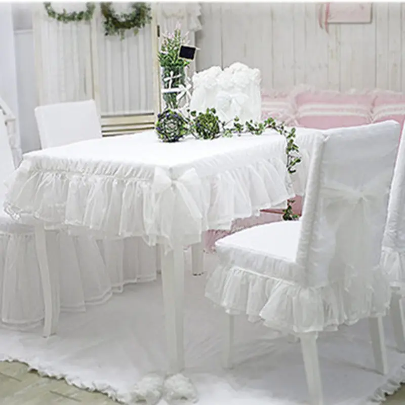 

Fresh White Lace Skirt Tablecloth Elegant Table Cloth for Wedding Decorative Round Tablecloth Bedroom Table Cover