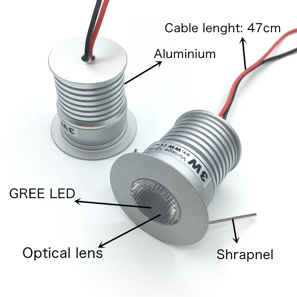 Faretto dimmerabile 3W Mini faretto DC12V-24V faretto da incasso a LED da incasso a soffitto