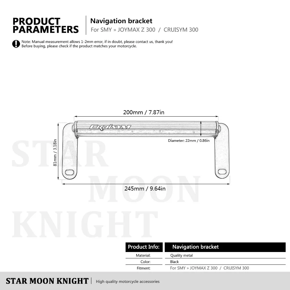 For SYM JOYMAX Z 300 for CRUISYM 300 Windshield Mount Navigation Bracket GPS Smartphone Holder Motorcycle