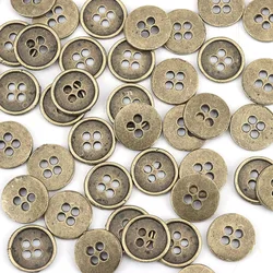 50 PCs bottoni da cucire in metallo in lega di zinco per artigianato Scrapbooking 4 fori rotondi pulsanti Color bronzo antico 13mm( 4/8 