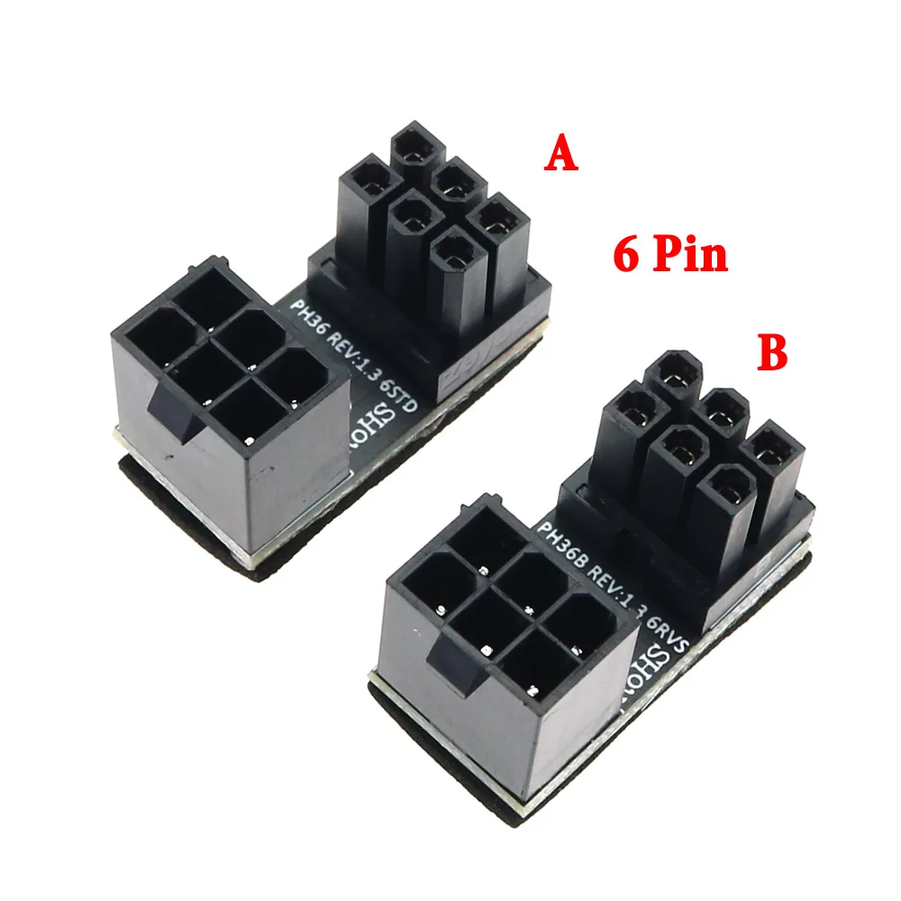 8-pin 6-pin internal thread to 8-pin 6-pin external thread 180 degree elbow power adapter for desktop graphics card and GPU