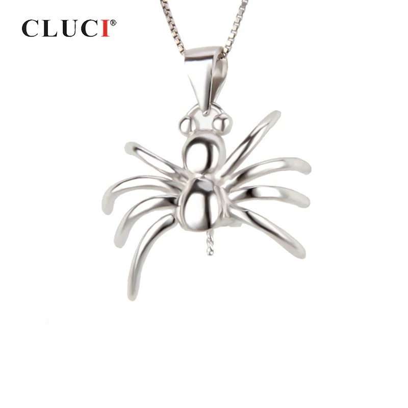 CLUCI 925 Sterling Silver Spider Shaped Pearl Pendant Mounting for Women Jewelry Making Silver 925 Charms Pendant SP064SB