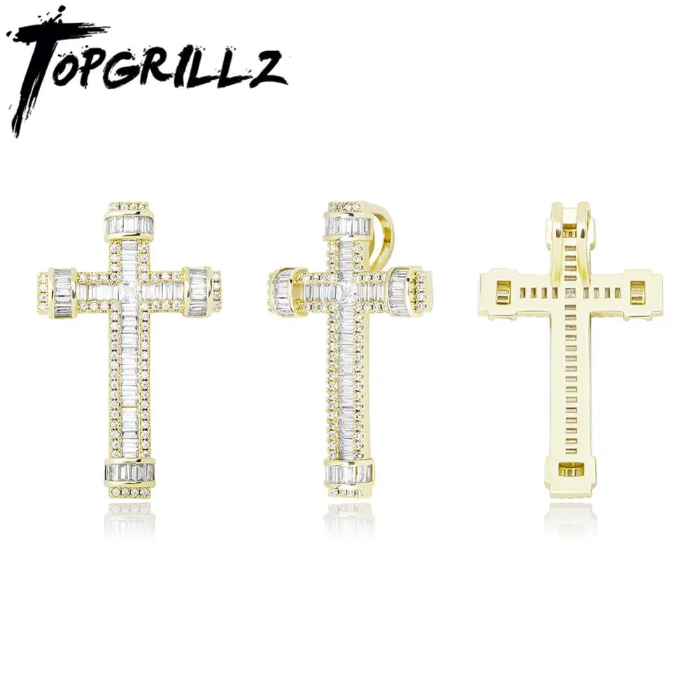 TOPGRILLZ 2020 New Cross Pendant High Quality Copper Iced Out Cubic Zirconia Men's Pendant Hip Hop Fashion Jewelry For Gift