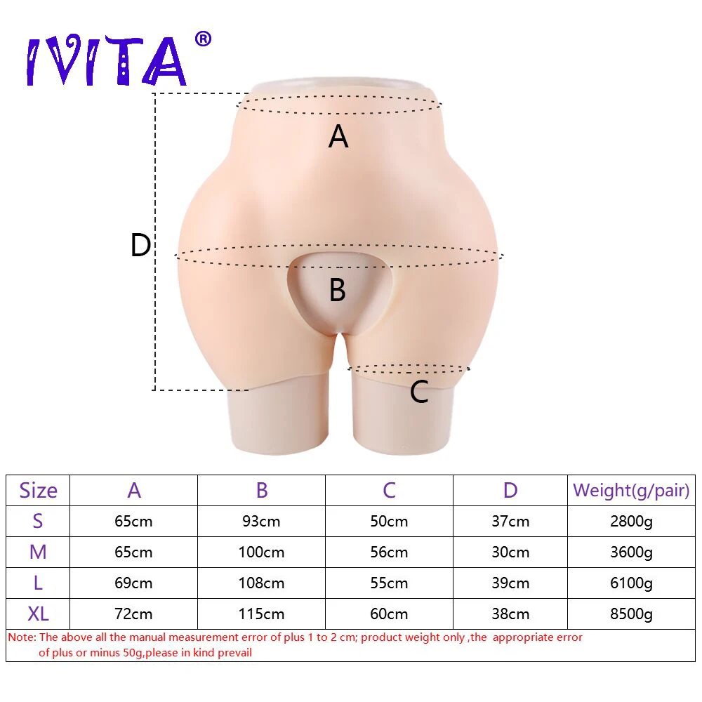 IVITA Silicone Panties Buttock Enhancement Underwear Hip Up Crossdressing Fake Vagina for Crossdresser Gay Transgender Shemale