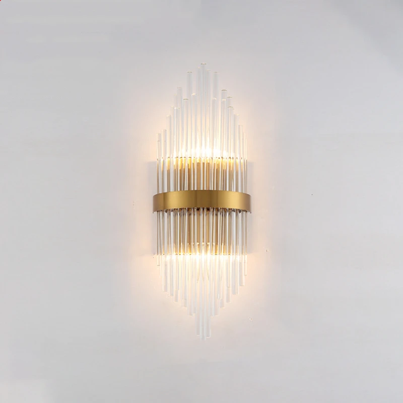 

Modern Gold Metal Home LED Wall light Clear Crystal Living room Corridor Stair Wall lamp Nordic Wall Lighting Fixtures Art Deco