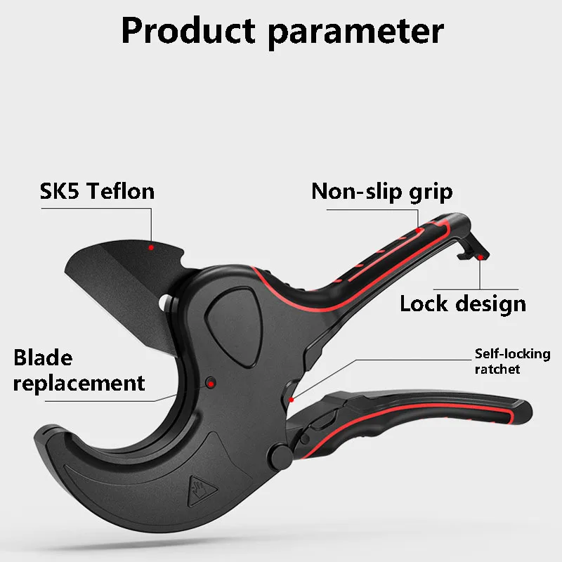 Pipe Cutter 75MM Pipe Scissors SK5 Material With Treatment Ratchet PVC/PE/VE Pipe Cutter Scissors Hand-Tools