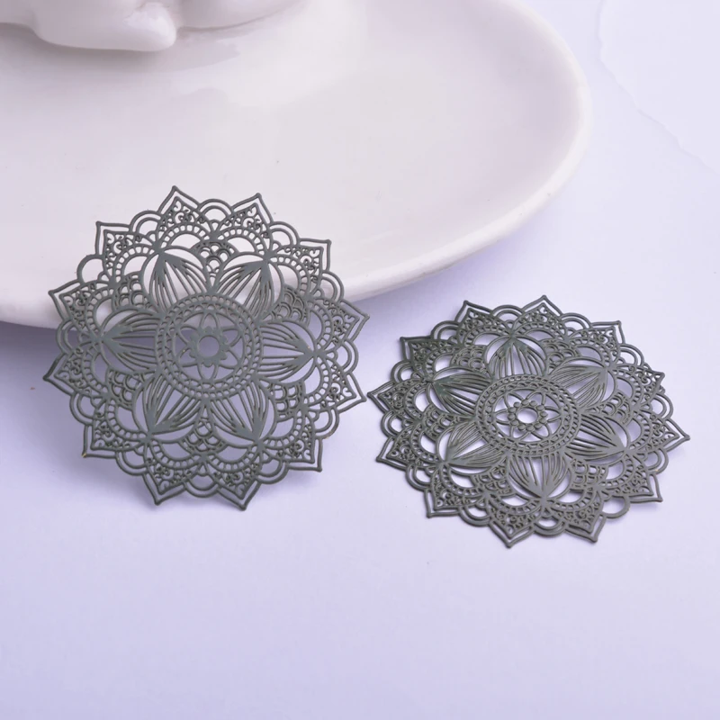 30 Stück AB6414 40mm Filigrane Mandala-Form Charms Ohrring-Verbinder Metall Messing Dünner Anhänger DIY Schmuck Ohrring-Herstellung – Detail 10
