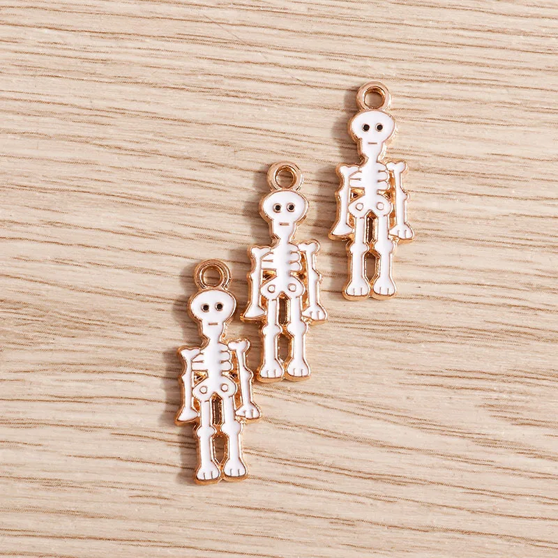 10 stücke 10*26mm Legierung Emaille Skeleton Schädel Mann Charms für Making Anhänger Halsketten Ohrringe Keychain DIY schmuck Erkenntnisse – Detail 4