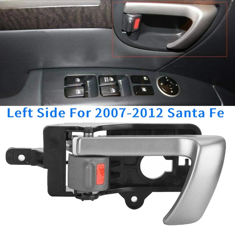 Front or Rear Left Side Interior Inner Door Handle for 2007-2012 Hyundai Santa Fe with Gray Knob 82610-2B010