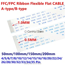 10PC FFC/FPC Ribbon Flexible Flat Cable 1.0MM 50/100/150/200MM A B type contact 4P 6 7 8 10 12 14 18 20 22 24 26 30 32 34 35 Pin