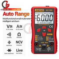 M118A AC/DC True RMS Digital Multimeter Voltmeter Ammeter Voltage Current Meter Amp Ohm Resistance Tester