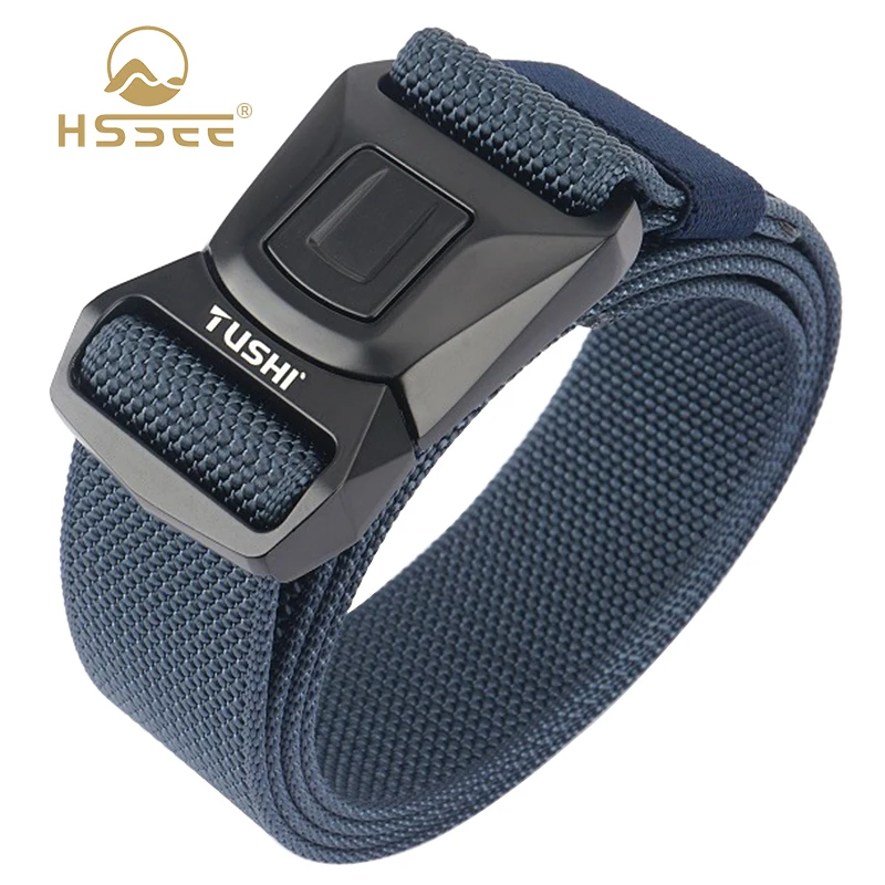 HSSEE New Men's Tactical Belt Hard Zinc Alloy Pluggable Buckle Military Army Belt Outdoor Casual Work Belt Male Jeans Girdle