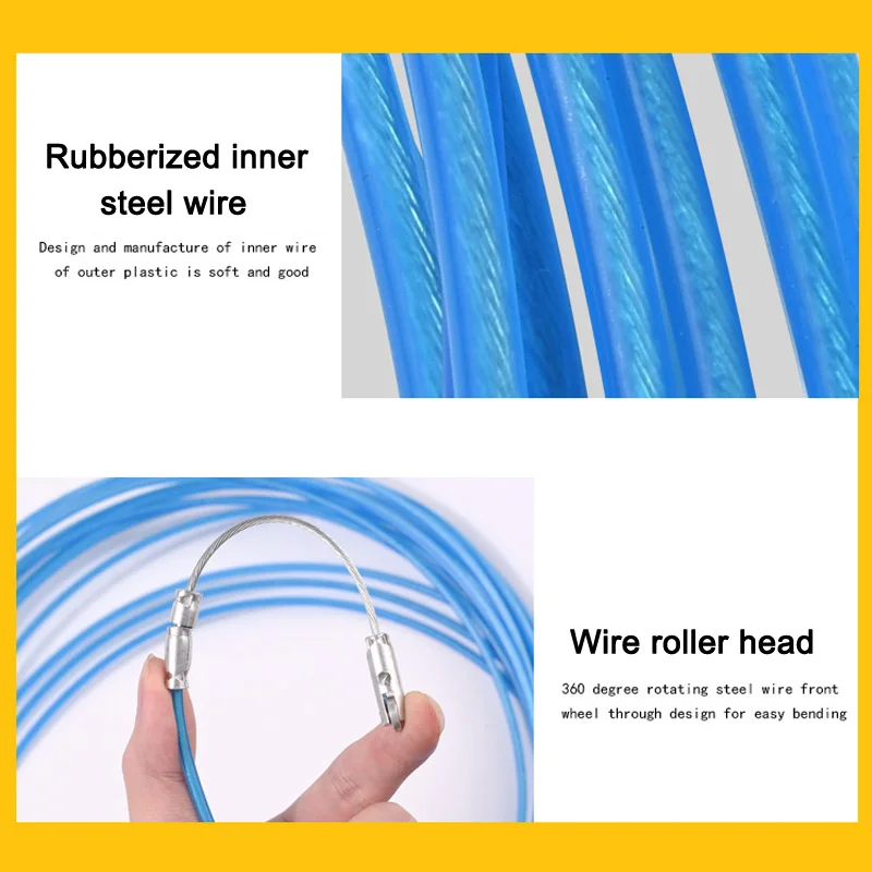 Electric Cable Tape Conduit Duct Cable Push Puller Tools Wheel Pushing for Wiring Installation Max 50 meters Diameter 3.6mm NDS