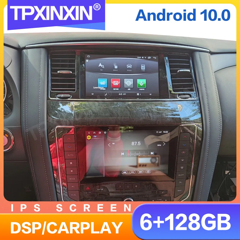 

PX6 CarPlay Android 10 авто двойной экран для Nissan патруль Y62 автомобильный радиоприемник магнитофон плеер навигация головное устройство GPS