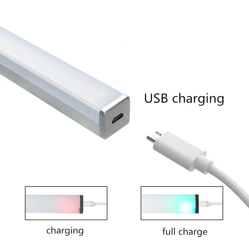 10/14/20/36 diod LED długa listwa lampka nocna magnetyczny czujnik ruchu PIR oświetlenie do szafy USB akumulator do domu sypialnia schody kuchnia