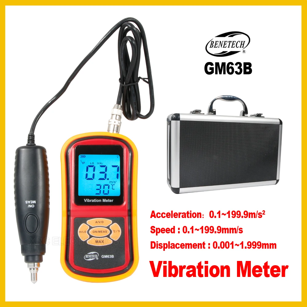 BENETECH  Digital Vibration Meter  hand held vibration monitoring equipment Visually display measurement value  GM63B-BENETECH