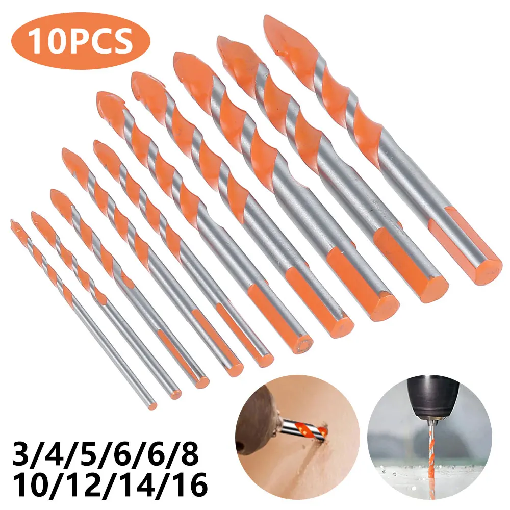 5-10pcs 3-16mm Multifunctional Drill Bits Construction Ceramic Triangle Drill Bit Set For Ceramic Tile Concrete Glass Marble