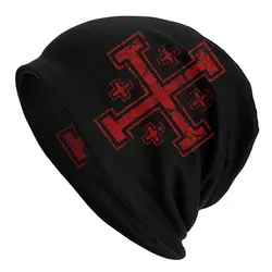 Custom Templar Knight Medieval Warrior Symbol Beanies Caps Unisex Winter Warm Knit Hat Adult Jerusalem Cross Seal Bonnet Hats