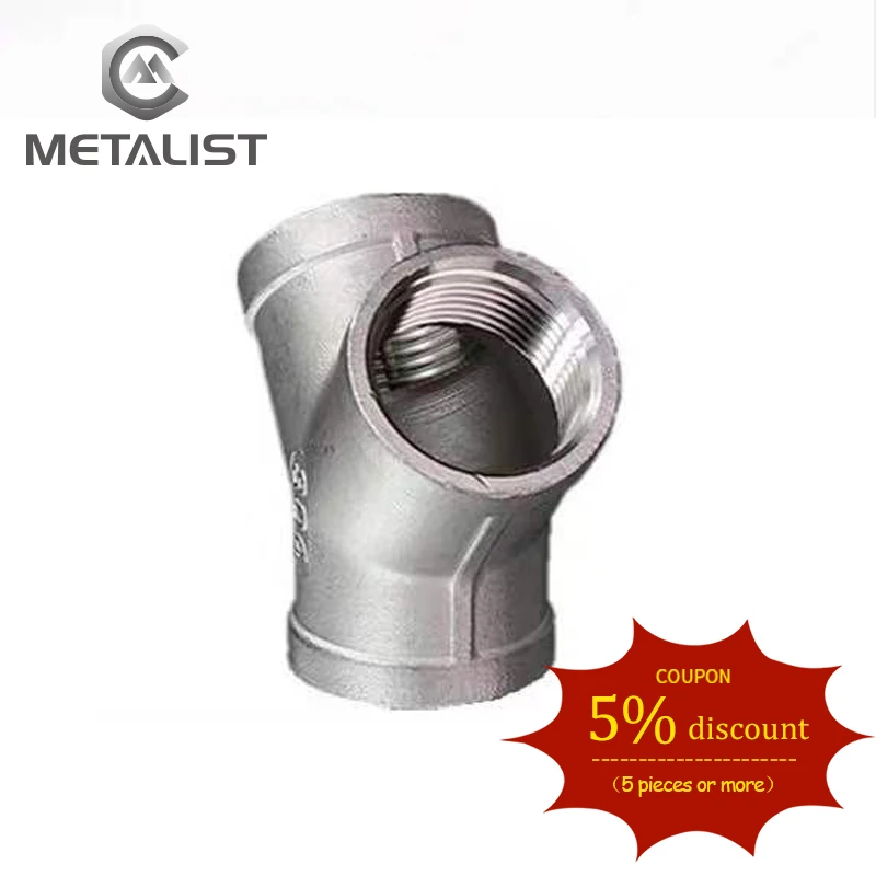 METALIST DN50 SS304 Y Shape Three Way Female*F*F Thread Pipe Fittings Y Type  Adapter/Connection for Water