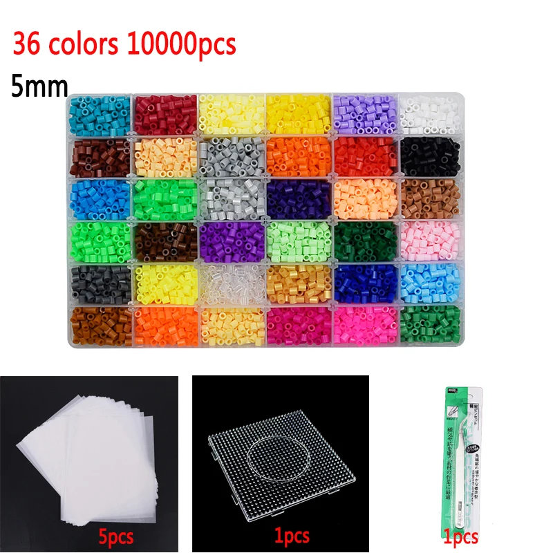 

5 мм2 4/36 цветов коробка набор Хама бусины perler Обучающие 3d пазлы Дети diy игрушки предохранитель бусины plussize pegboard листы гладильная бумага