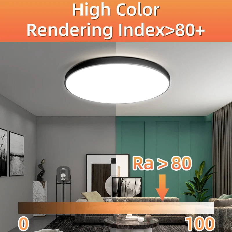 220V LED-Deckenleuchten mit 3 Farbwechsel-Optionen, Schlafzimmerlampe, LED-Innenbeleuchtung für Zuhause, Badezimmer, staubdichte LED-Deckenlampe – Detail 13