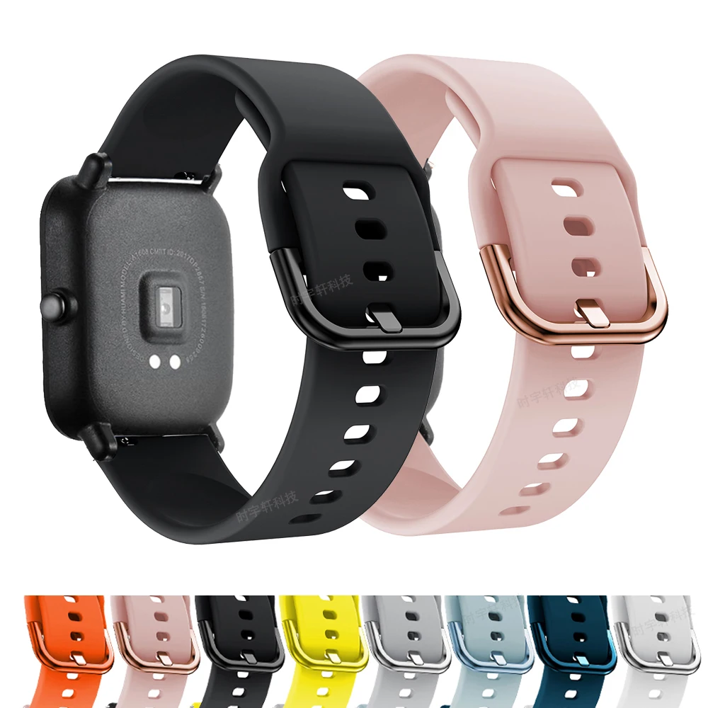 20mm Silicone Band for Samsung Galaxy Watch 42mm Active 2 40 44mm Gear S2 Soft Sport Watchband Strap Bracelet for Huami Amazfit