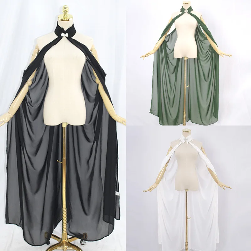 

2021 New Lady's Mesh Cape Fairy Elf Wedding Dress Elven Queen Princess Collared Cloak Medieval Cosplay Costume