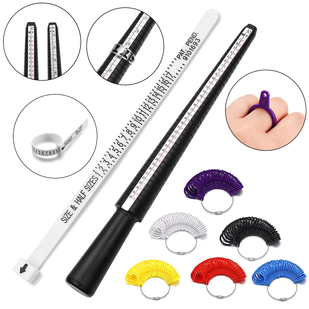 Professional Measuring Gauge Finger Ring Stick Sizer Mandrel Stick Finger Gauge Ring For DIY Fashion Jewelry Measuring Tools Set