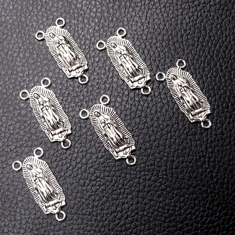 10pcs/lot Silver Plated Virgin Mary Charm Metal Connector DIY Necklaces Bracelets Jewelry Handicraft Accessories 30*12mm P2268