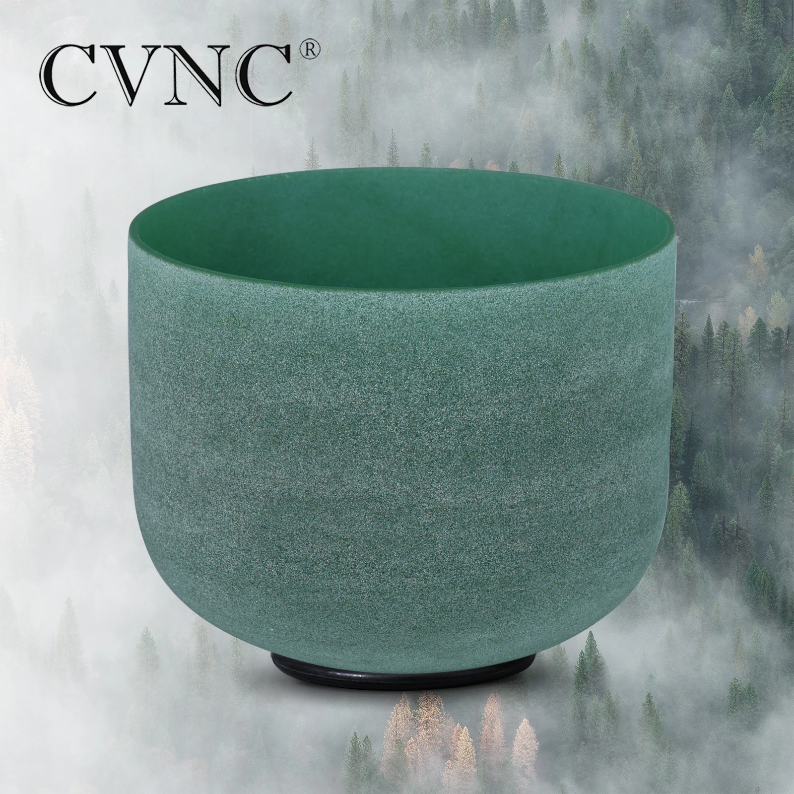 

CVNC 8 Inch color of Emerald Fusion Gemstone Chakra Frosted Quartz Crystal Singing Bowl with Free Rubber Mallet and O-ring